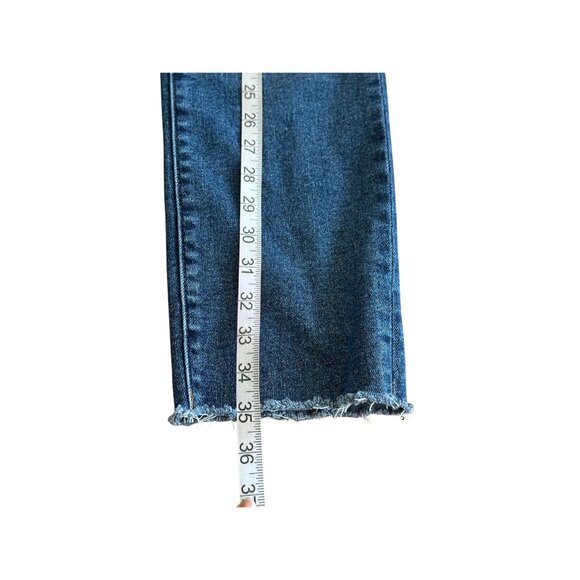 Evereve Women's Jeans Size 26 Medium Wash, Raw Hem Skinny Stretch Denim EE Butto - Picture 10 of 12